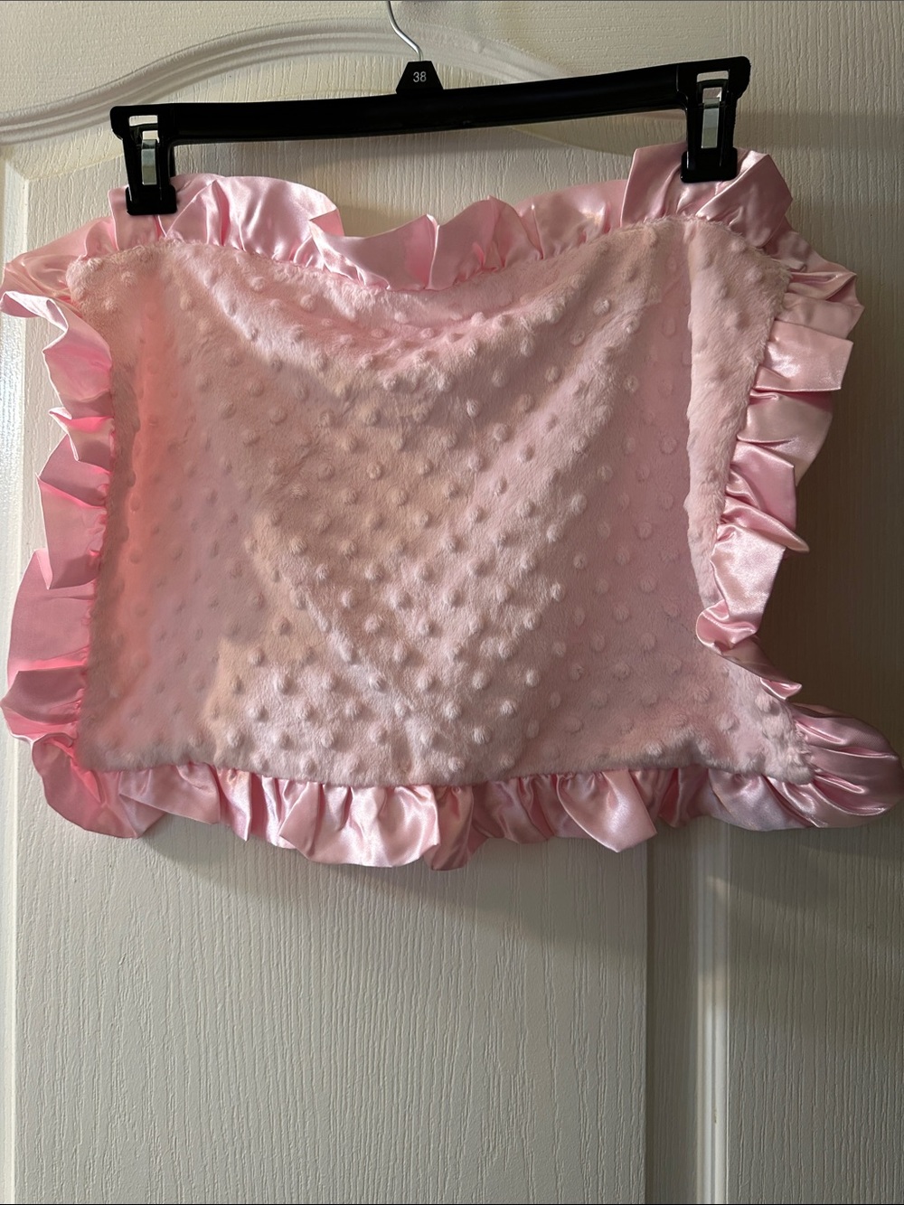 Mud Pie Baby Pink Minky Blanket with Satin Ruffle